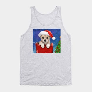 Cute Christmas Pomeranian Puppy Tank Top